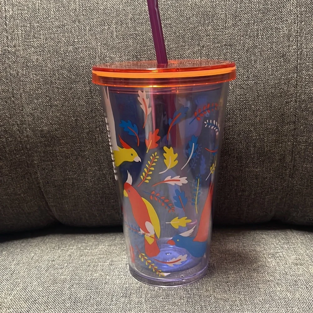 Starbucks Grande Tropical Birds Tumbler with Straw